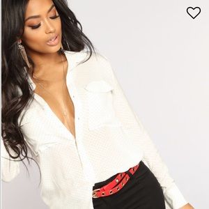 Fashion Nova Polka dot button down
